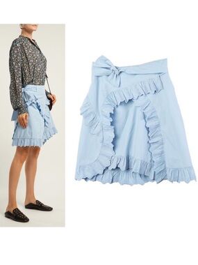 Isabel Marant Étoile Milou Embroidered Flounce Wrap Skirt Size 6 FR 38